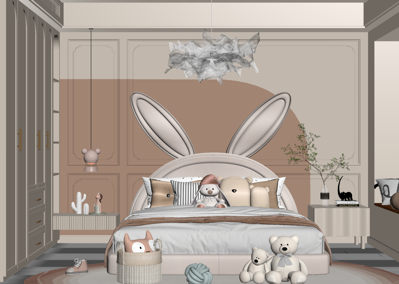现代通用儿童房3D模型下载【ID:1215161272】