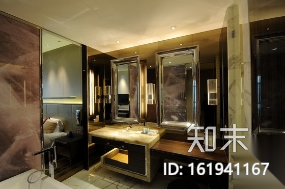[深圳]超豪华五星级酒店客房装修施工图（含实景）cad施工图下载【ID:161941167】