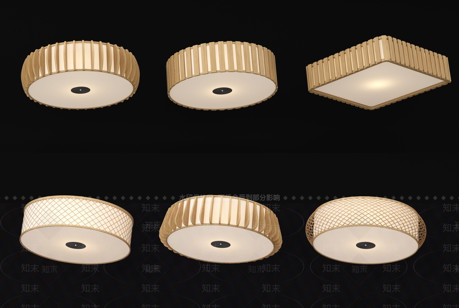 日式简约吸顶灯3D模型下载【ID:871663097】