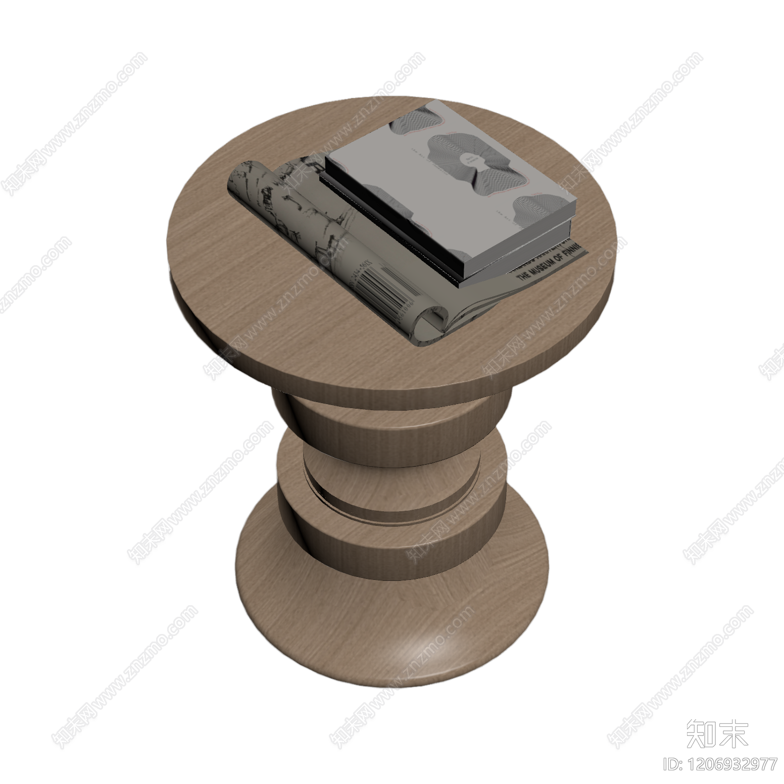 木质边几带书籍3D模型下载【ID:1206932977】