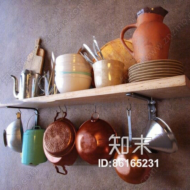 现代锅碗厨具组合3D模型下载【ID:86165231】