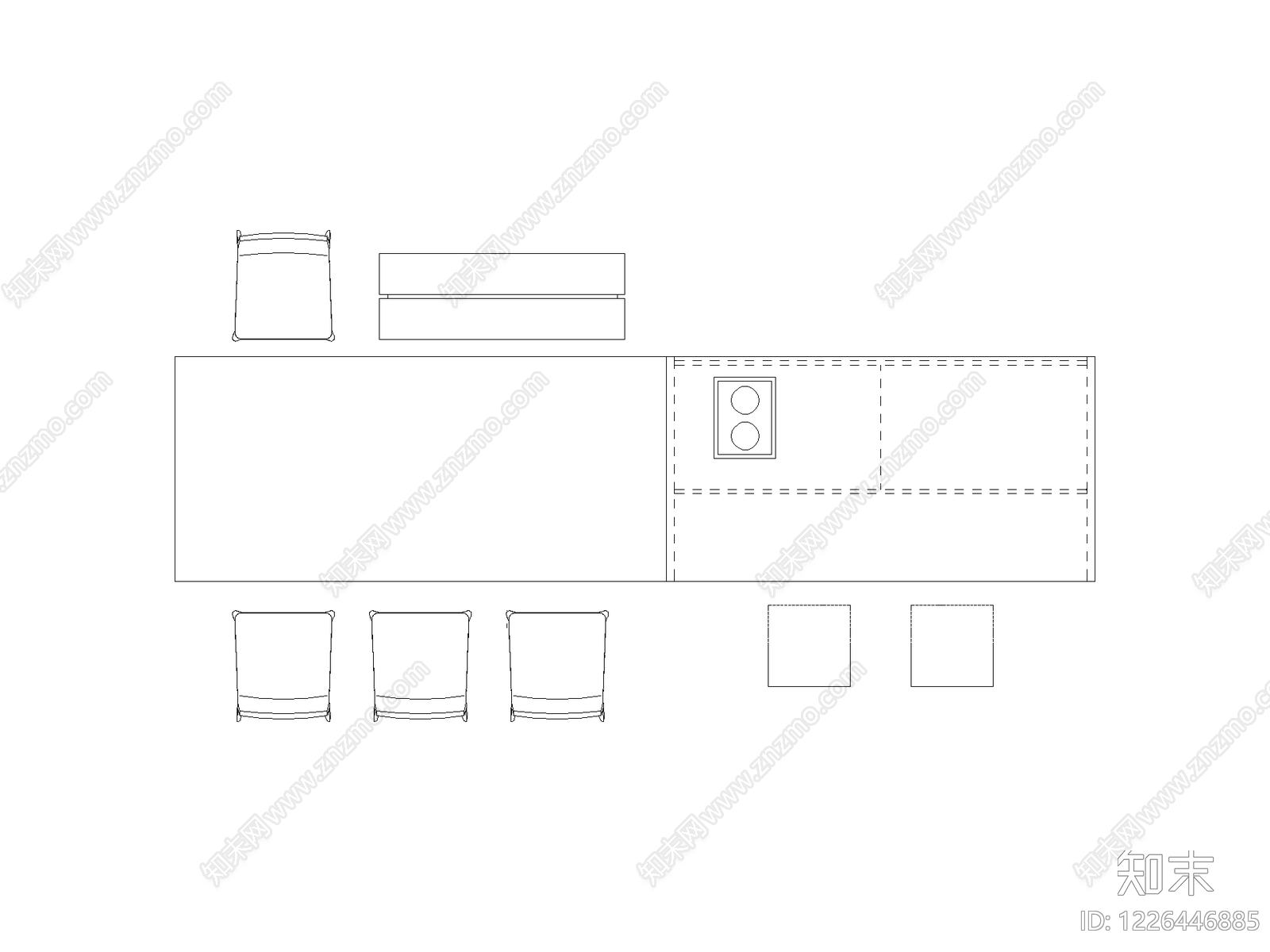 现代桌子CAD图纸