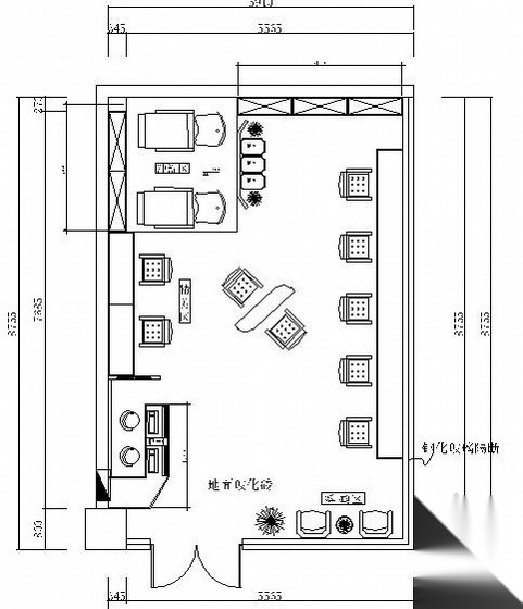 [山东]黑白流线风小空间理发店设计（含效果图）施工图下载【ID:160709197】