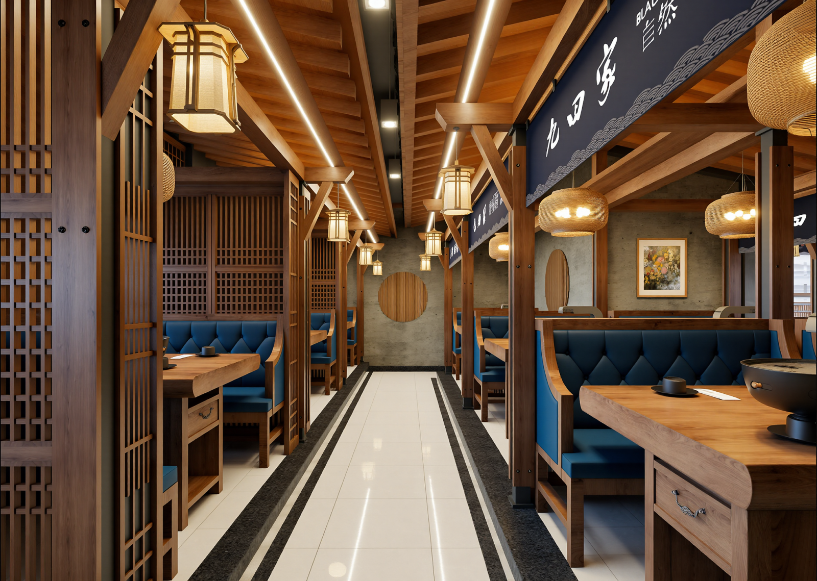 中式火锅店3D模型下载【ID:1214813611】