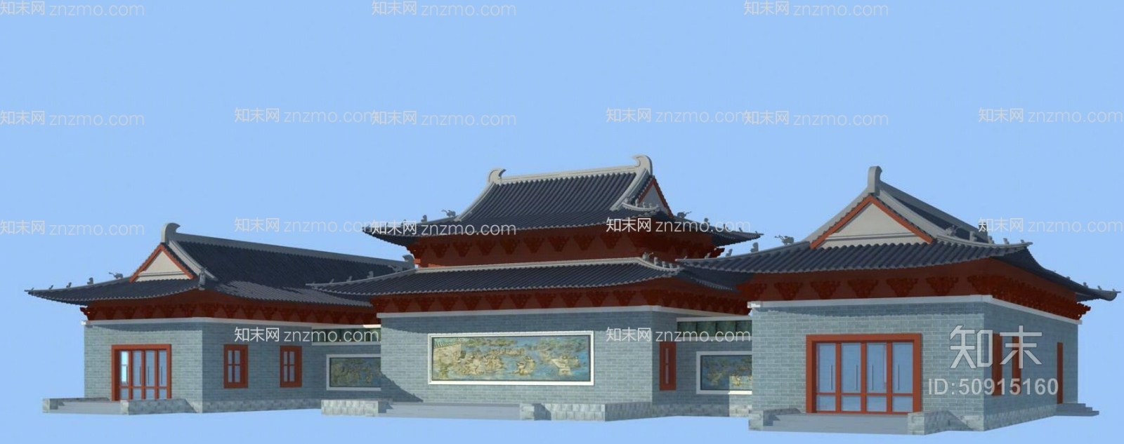户外中式古建筑513D模型下载【ID:50915160】