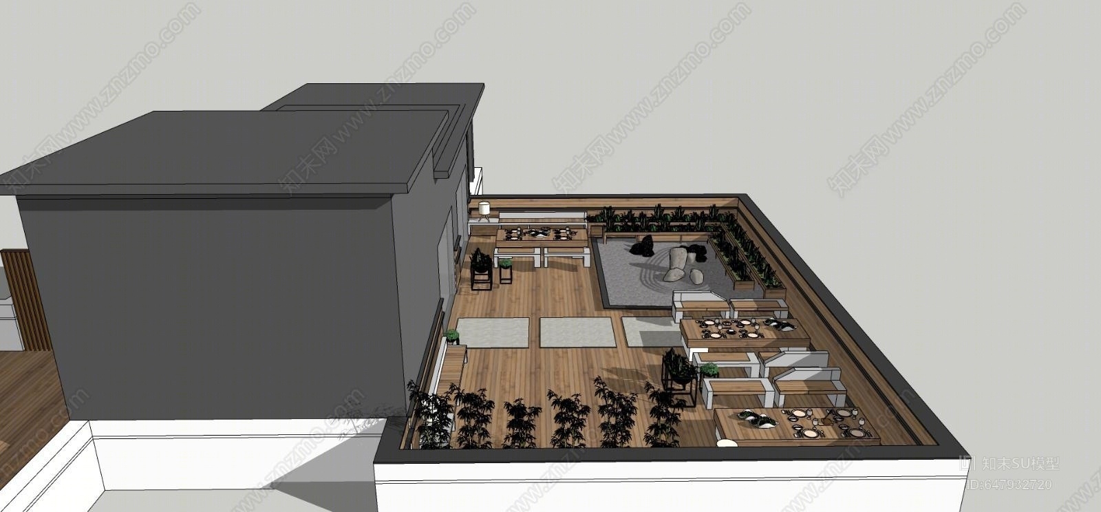 现代花园式多功能阳台SU模型下载【ID:647932720】