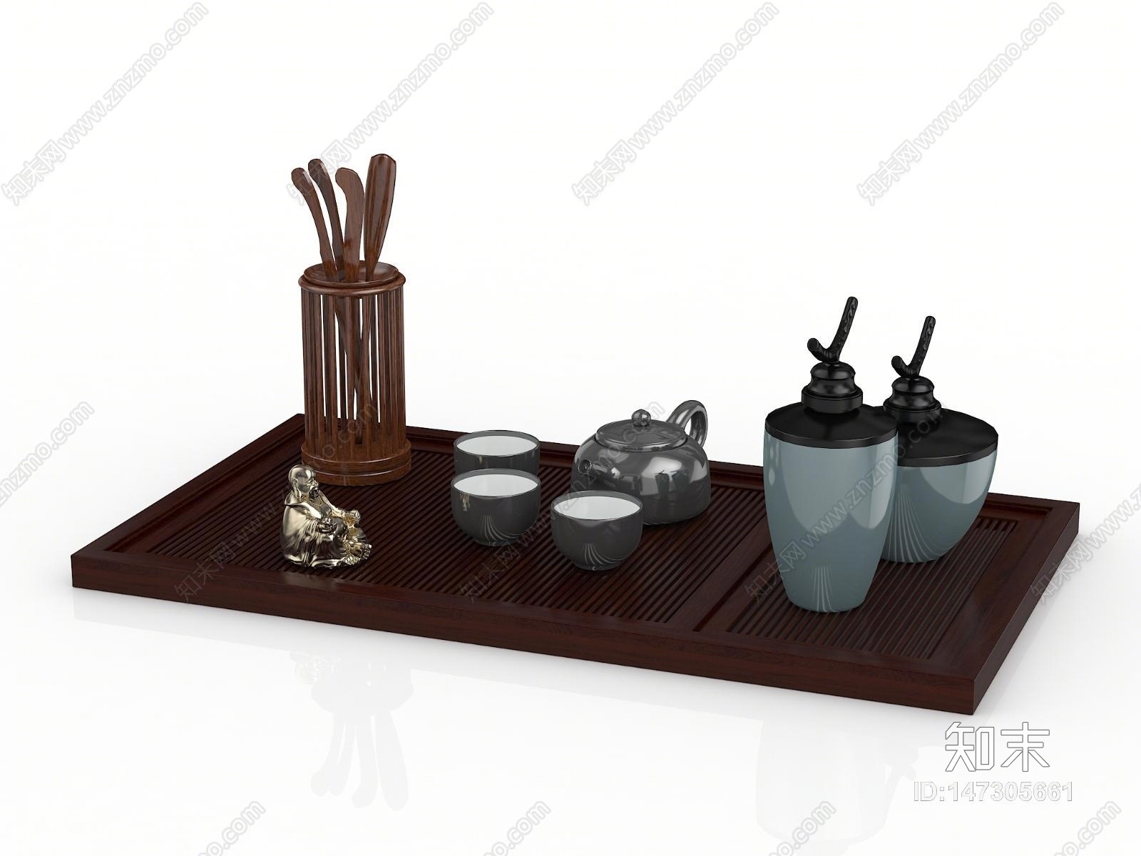 新中式茶盘3D模型下载【ID:147305661】