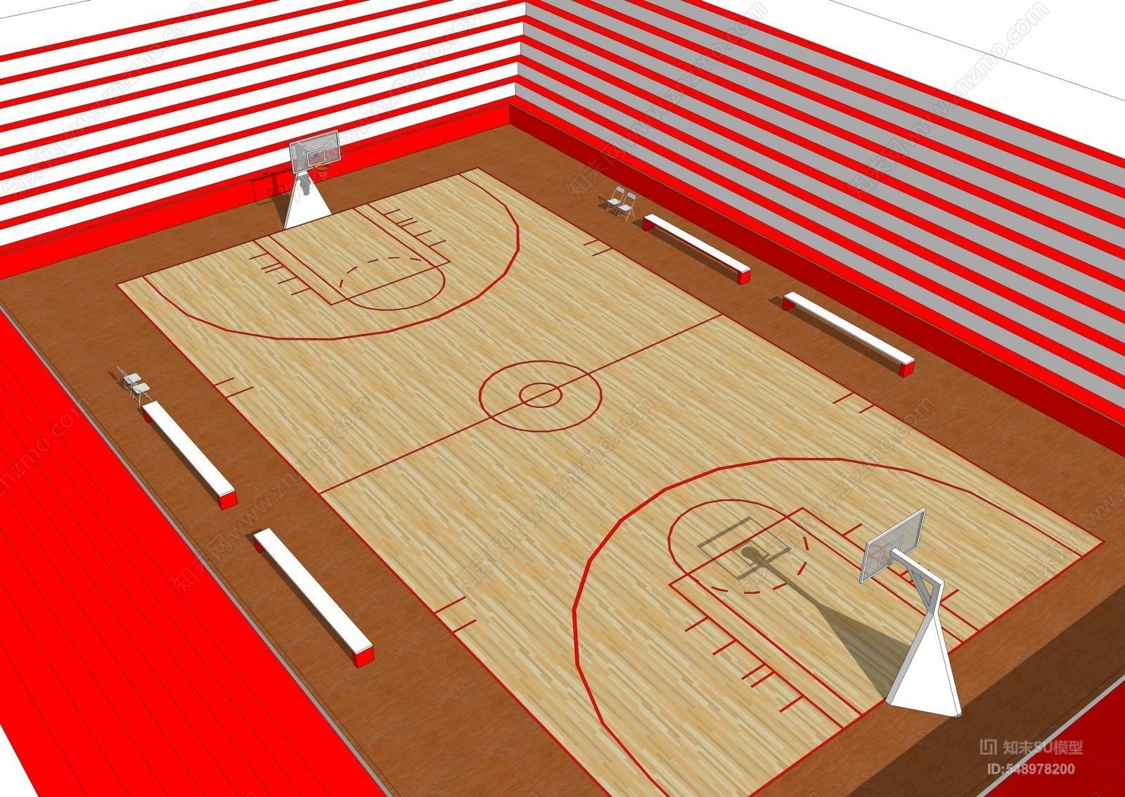 现代风格篮球场SU模型下载【ID:548978200】