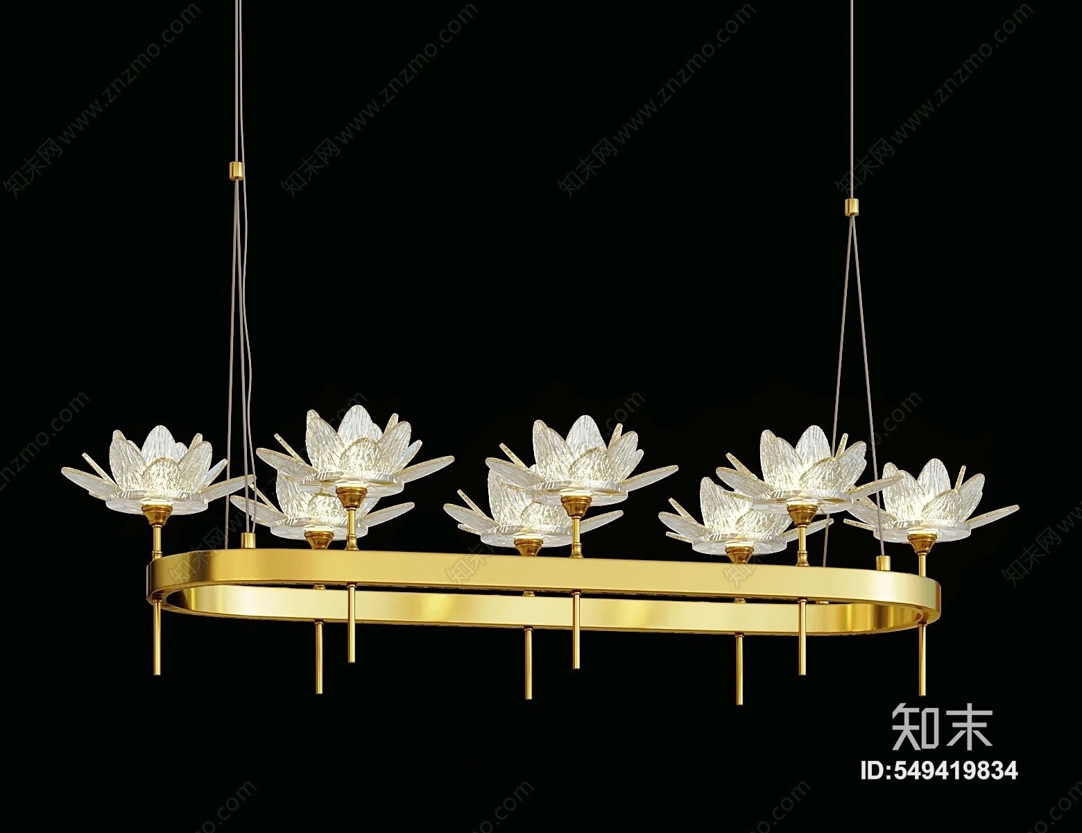 现代莲花吊灯3D模型下载【ID:549419834】