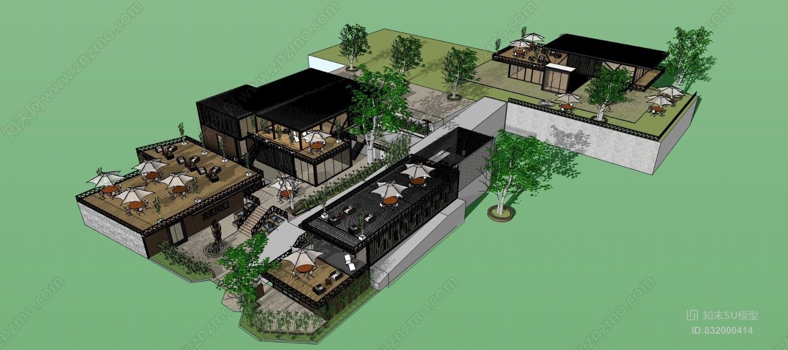 现代风格建筑SU模型草图