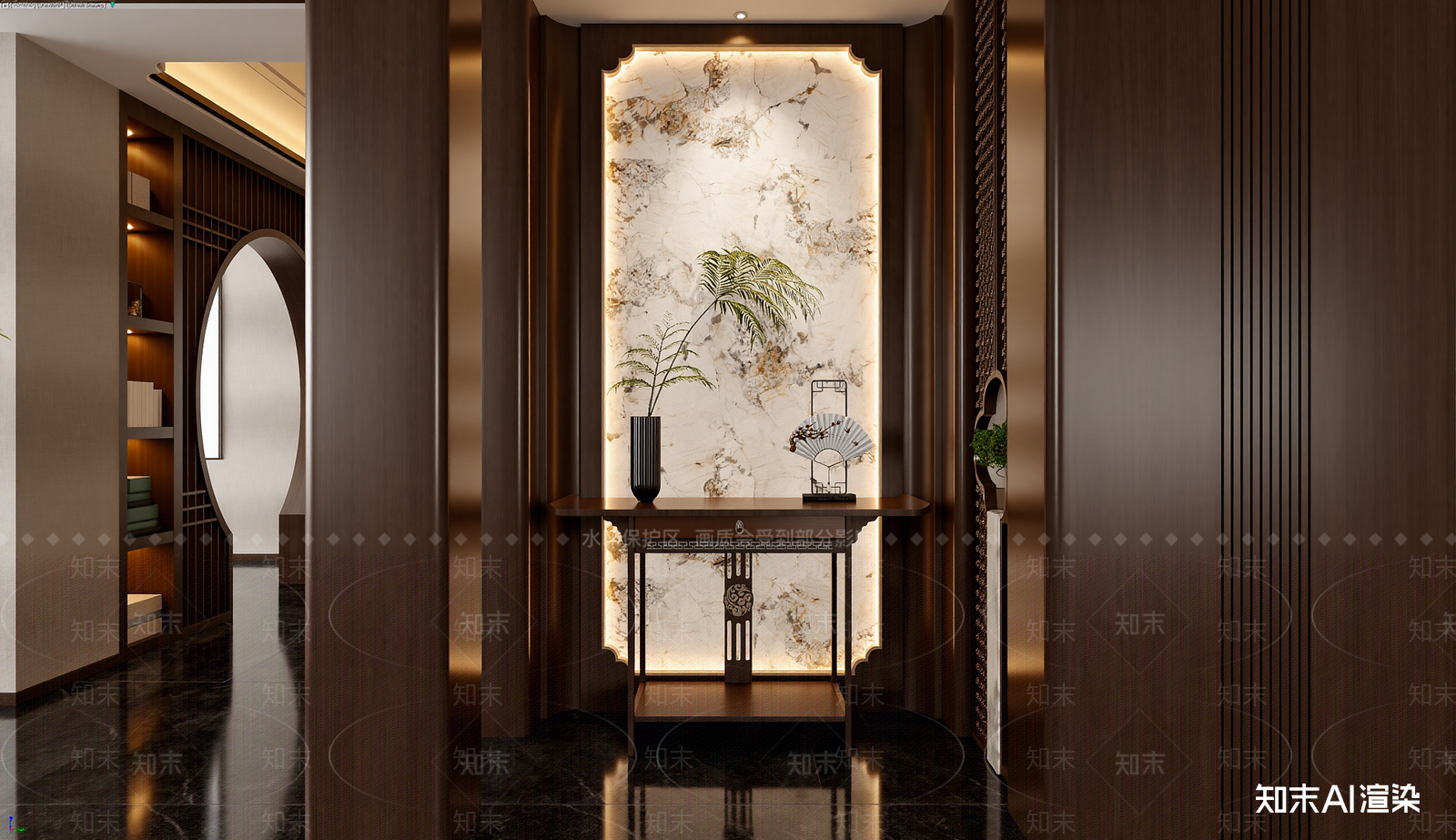 新中式玄关3D模型下载【ID:1221950669】