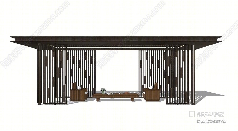 新亚洲廊架SU模型下载【ID:435053754】