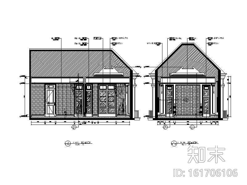 [上海]混搭风格别墅样板房CAD施工图cad施工图下载【ID:161706106】