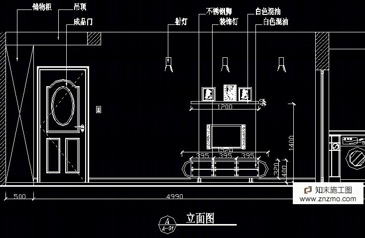 现代三居施工图cad施工图下载【ID:36938063】