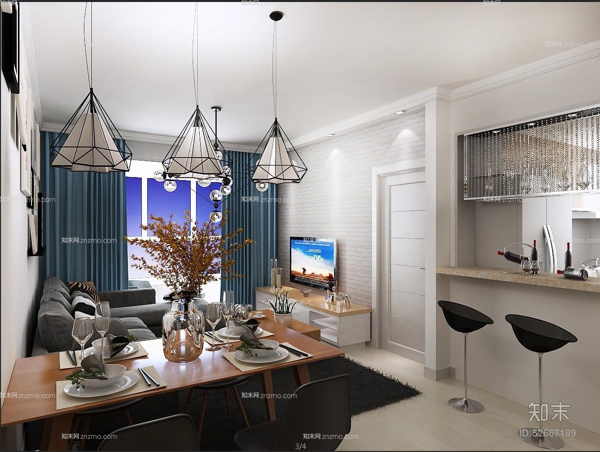 日式吊灯3D模型下载【ID:52667189】