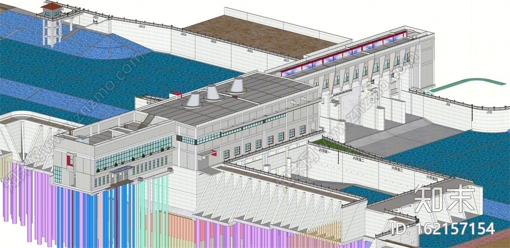 水利工程枢纽SU模型下载【ID:162157154】