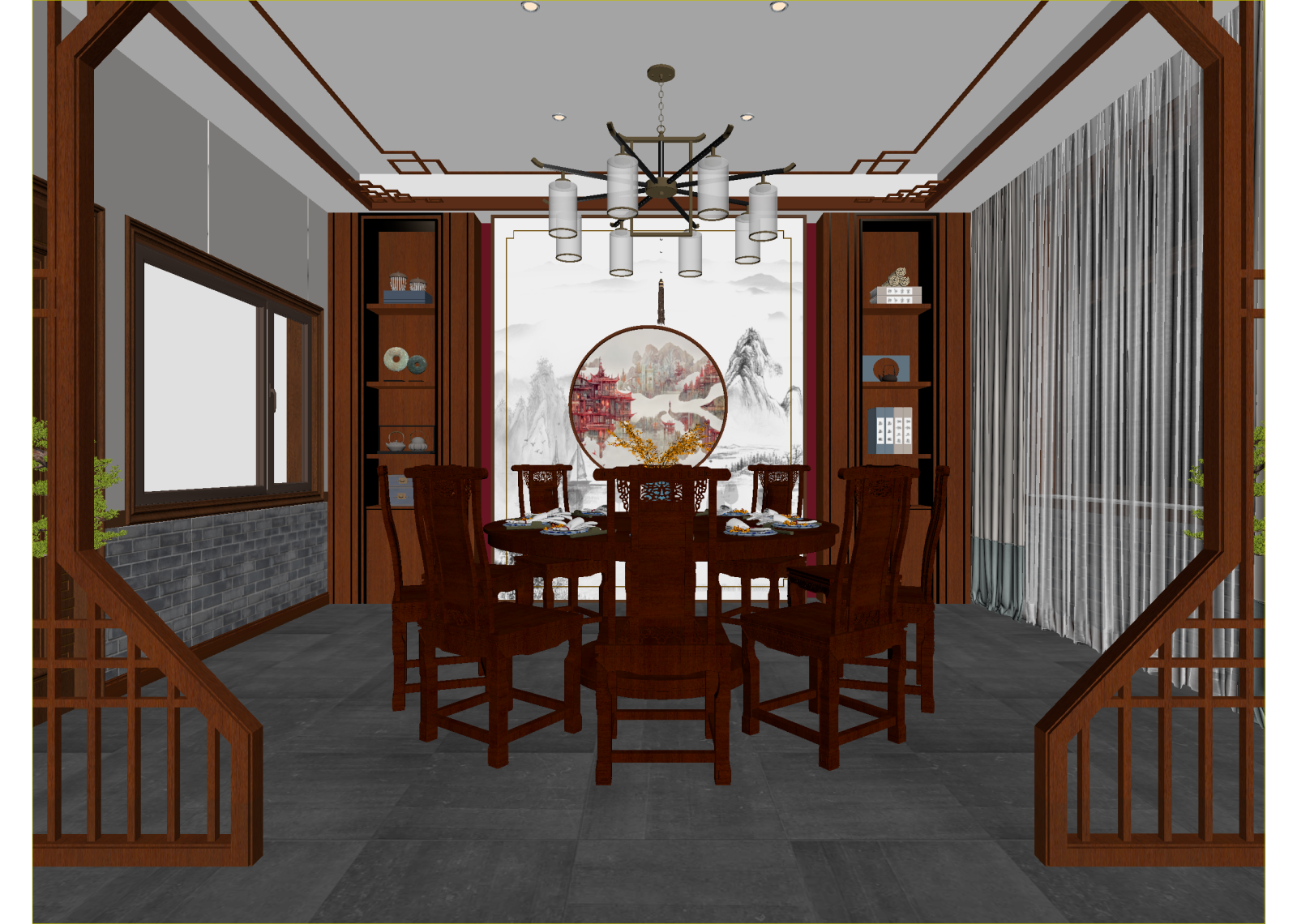 中式中餐厅3D模型下载【ID:1214965104】