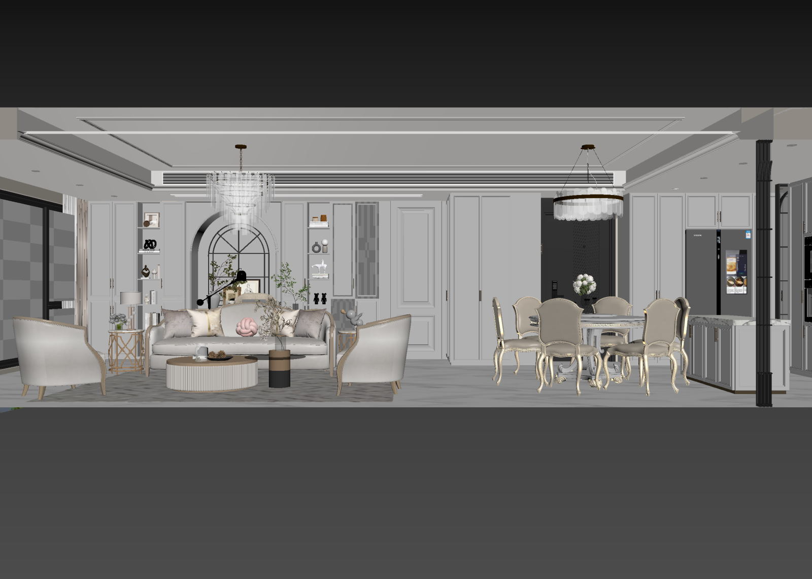美式客餐厅3D模型下载【ID:1215162392】