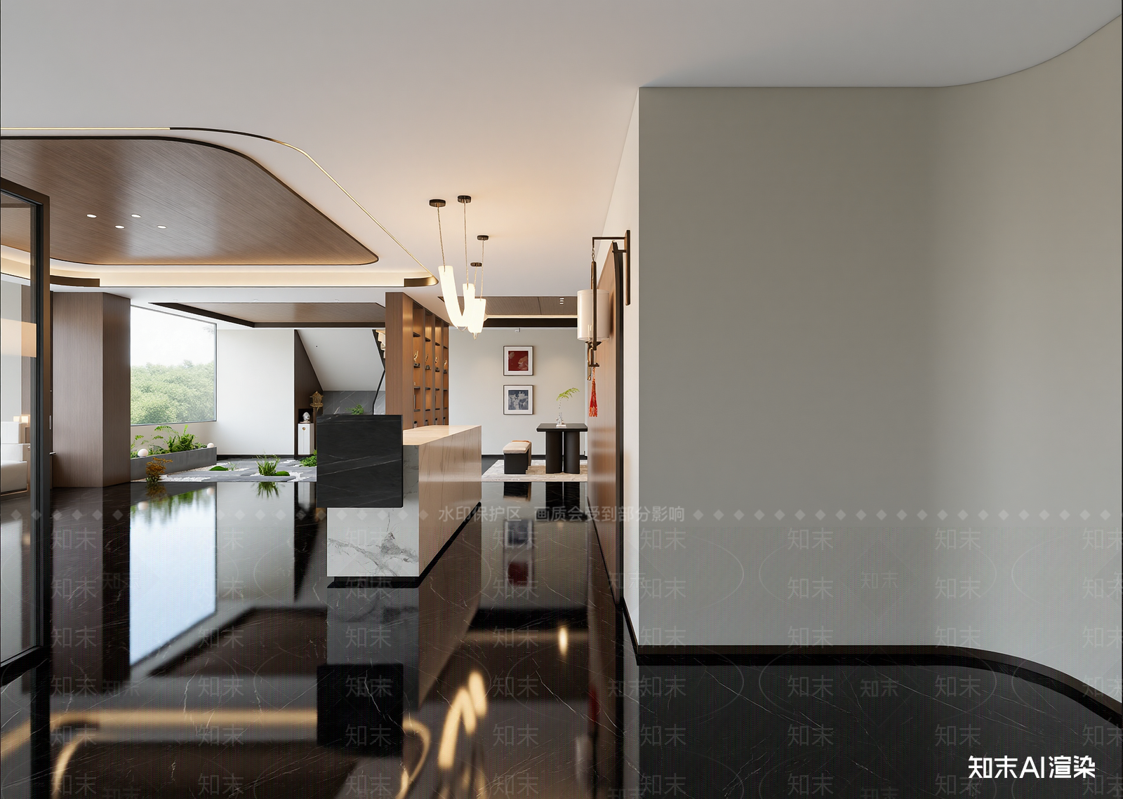 新中式酒店大堂3D模型下载【ID:1215142009】