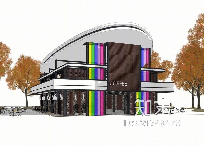 羌族安昌镇咖啡厅SU模型下载【ID:421749179】