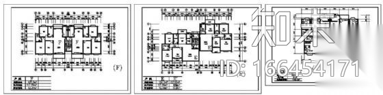 三种板式住宅户型平面（130－140平方米）施工图下载【ID:166454171】