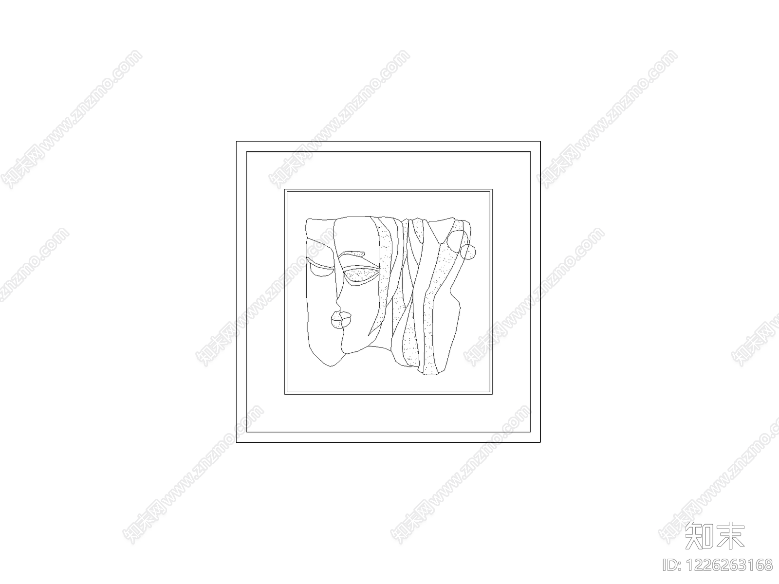 陈设类立面挂画cad施工图下载【ID:1226263168】