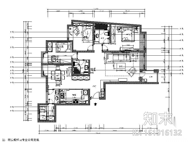 [上海]某三居样板施工图（含效果）cad施工图下载【ID:161916132】