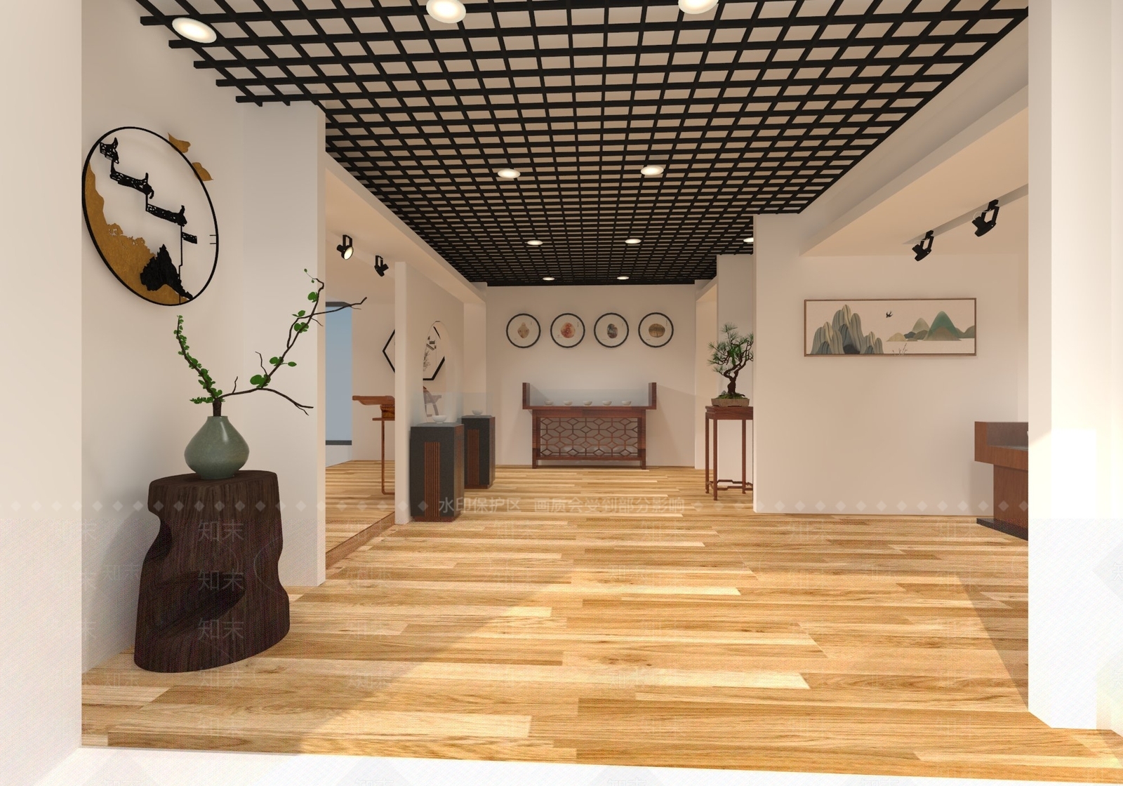 现代雨花石展厅SU模型下载【ID:232191991】