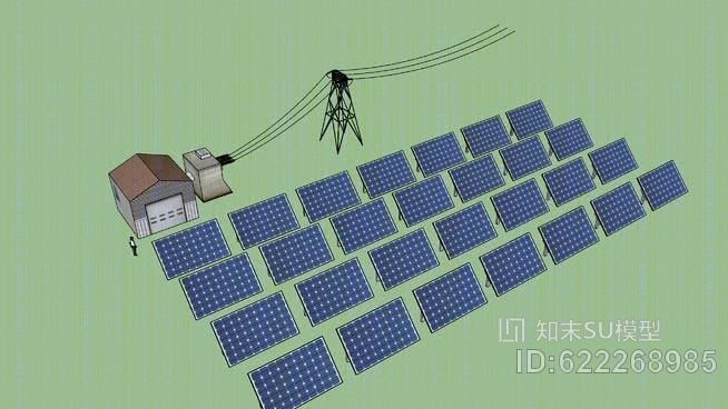 太阳能发电厂SU模型下载【ID:622268985】