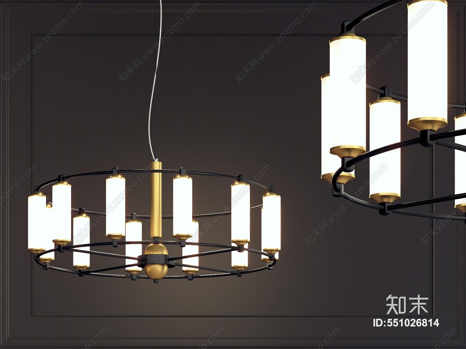 现代简约灯管吊灯3D模型下载【ID:551026814】