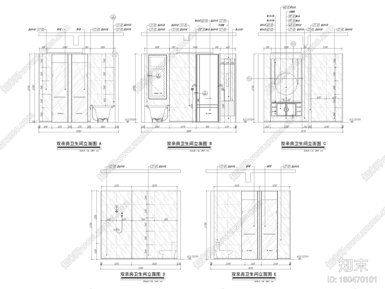 [成都]875㎡二层四居别墅样板间装修施工图施工图下载【ID:180470101】