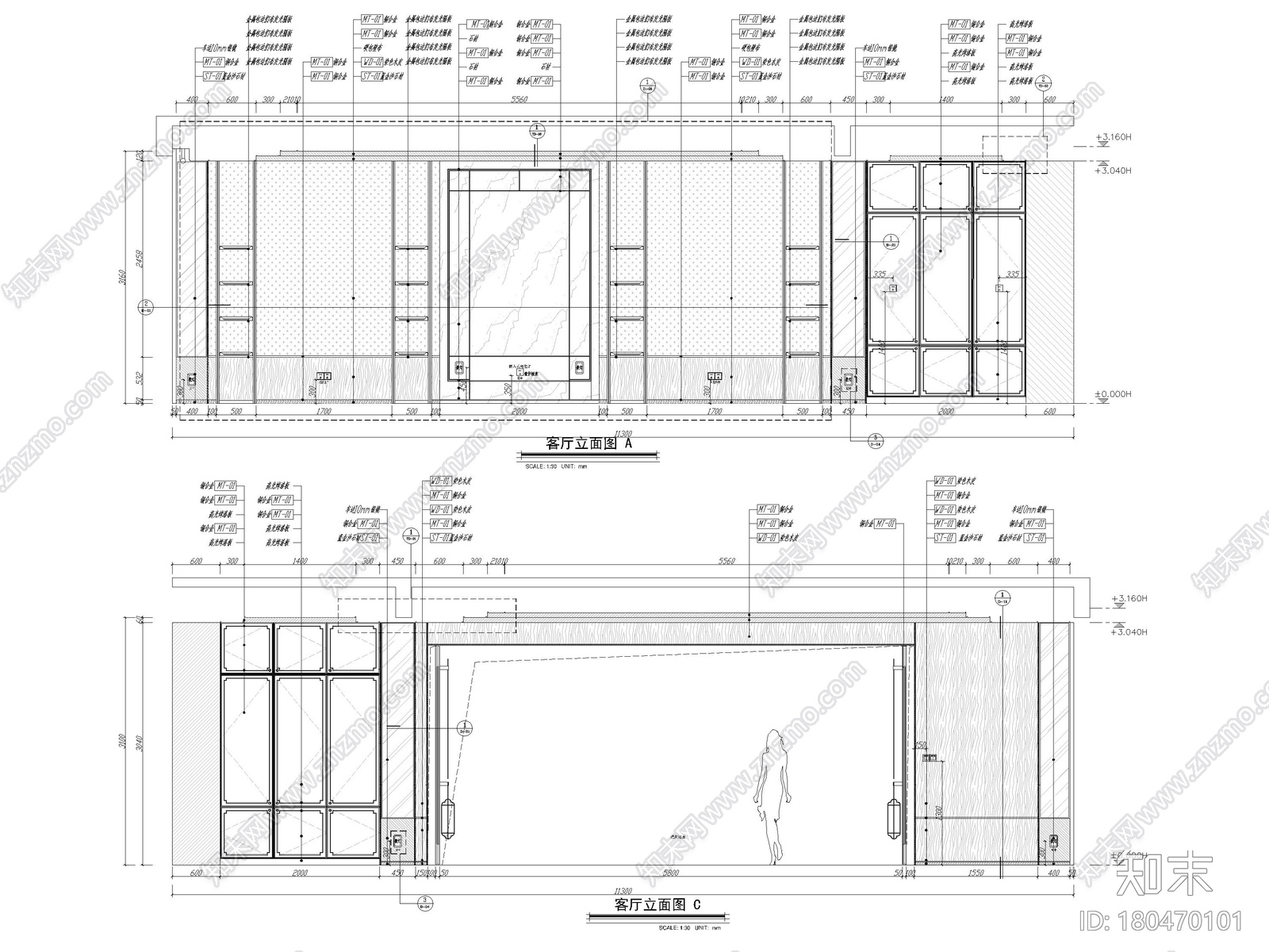 [成都]875㎡二层四居别墅样板间装修施工图施工图下载【ID:180470101】