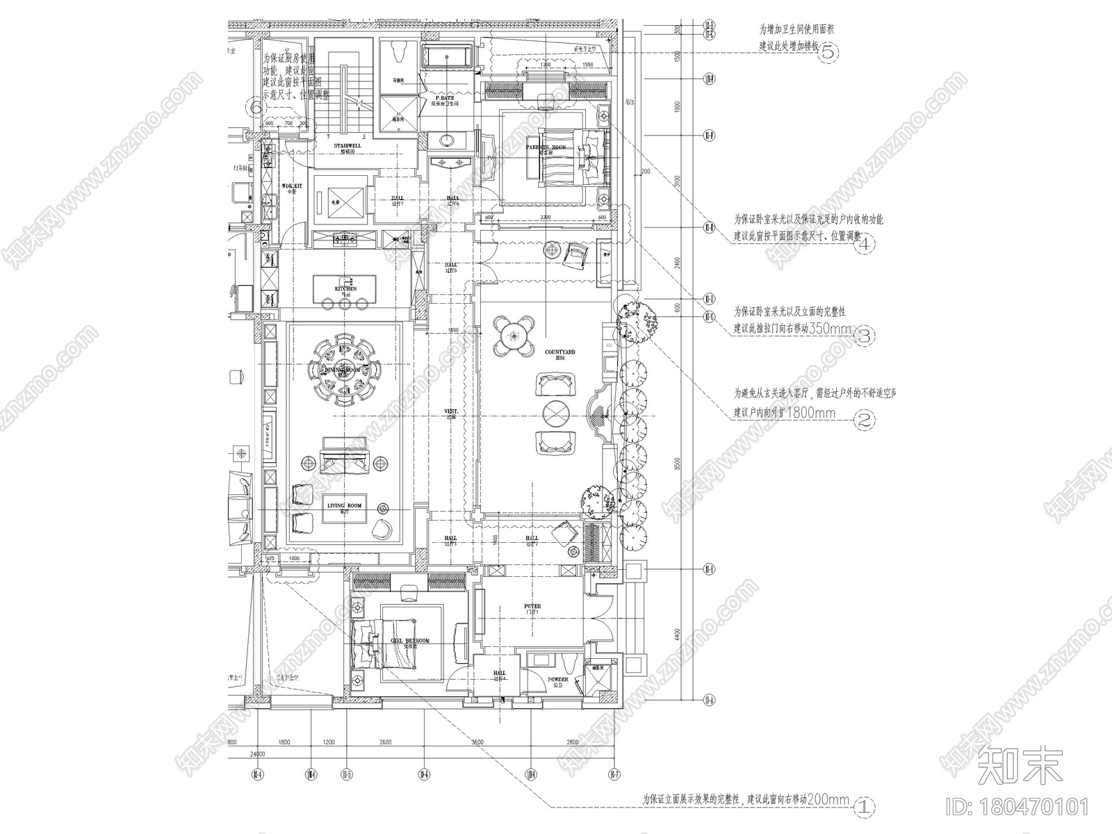 [成都]875㎡二层四居别墅样板间装修施工图施工图下载【ID:180470101】