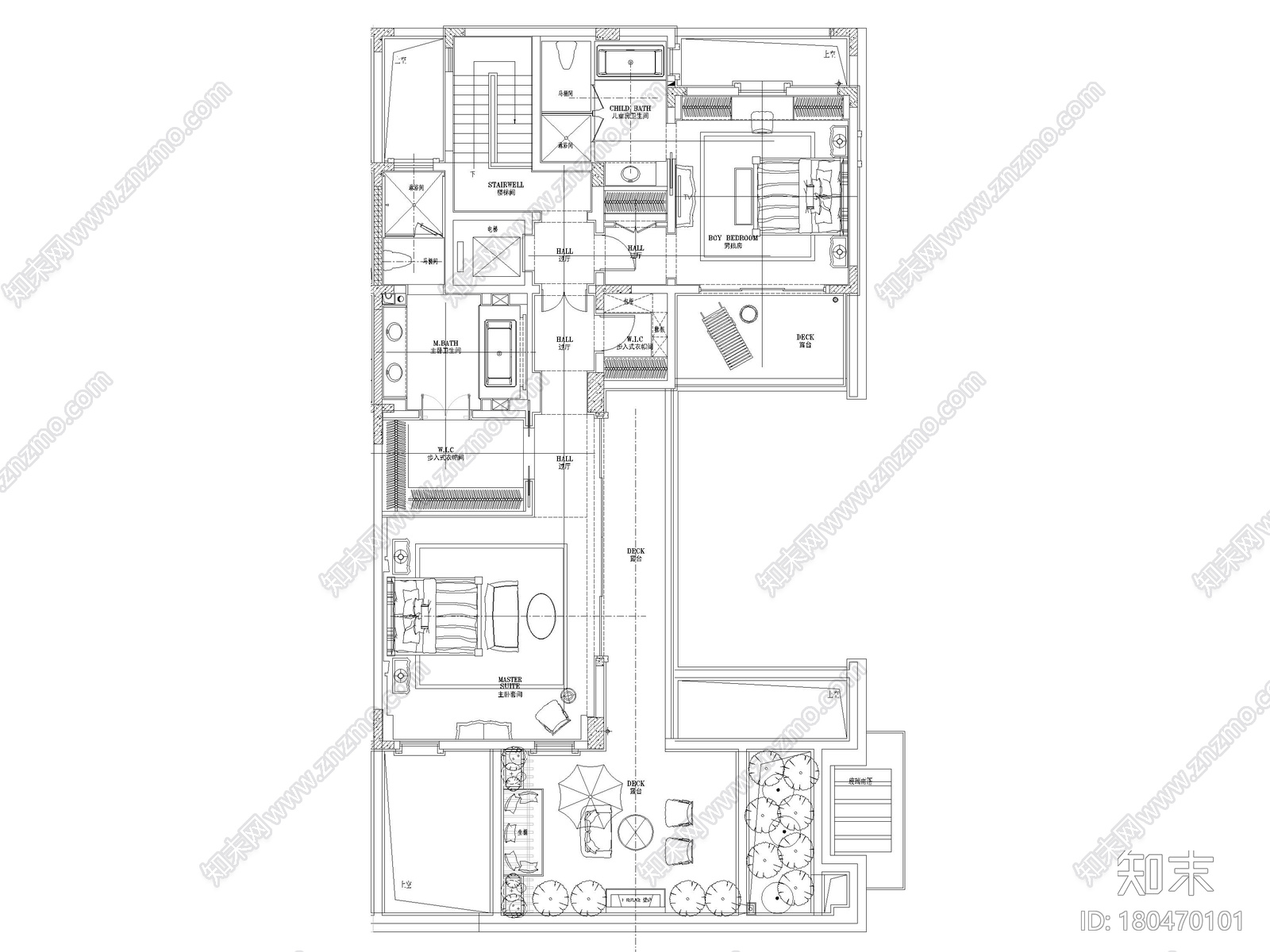 [成都]875㎡二层四居别墅样板间装修施工图施工图下载【ID:180470101】