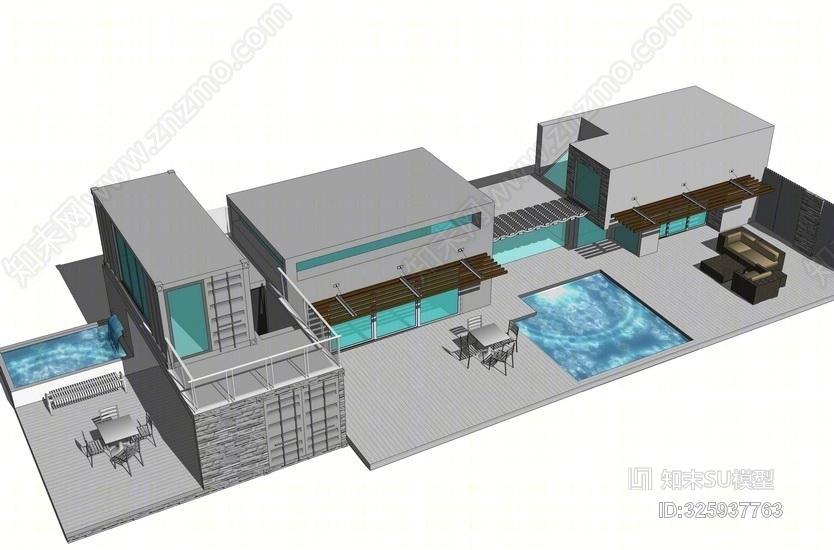 集装箱建筑SU模型下载【ID:325937763】