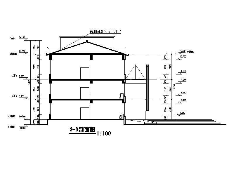 [宁夏]三层坡屋顶石材幕墙综合性办公楼建筑施工图（全...施工图下载【ID:151408174】