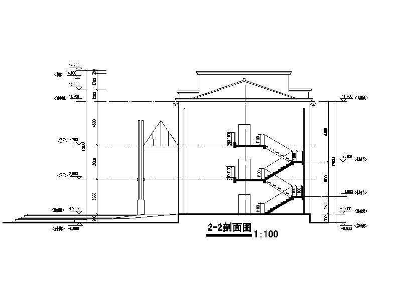 [宁夏]三层坡屋顶石材幕墙综合性办公楼建筑施工图（全...施工图下载【ID:151408174】