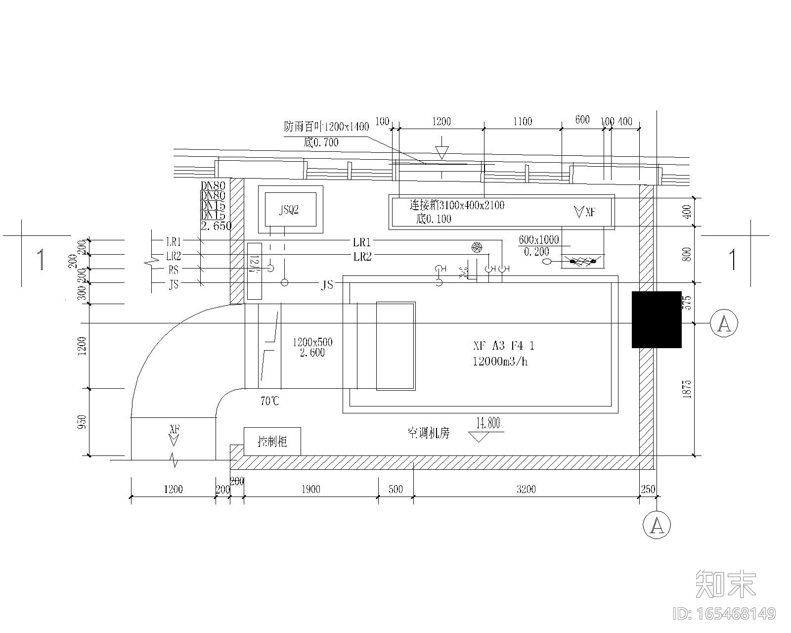 医疗建筑空调机房大样图cad施工图下载【ID:165468149】