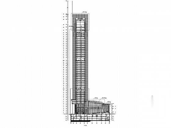 [上海]46层超高层玻璃幕墙办公楼建筑施工图（知名建筑设...cad施工图下载【ID:165423138】