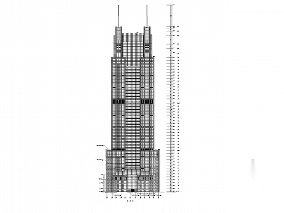 [上海]46层超高层玻璃幕墙办公楼建筑施工图（知名建筑设...cad施工图下载【ID:165423138】