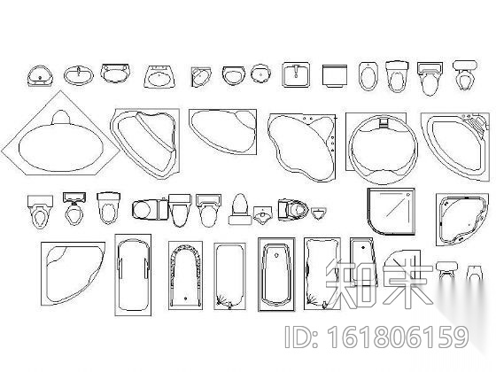 浴缸cad施工图下载【ID:161806159】