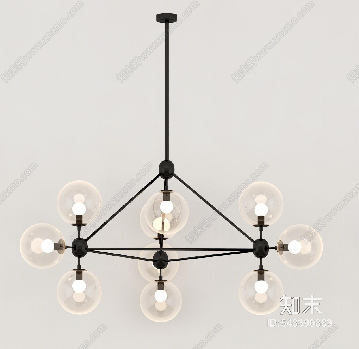 北欧金属吊灯3D模型下载【ID:548390883】