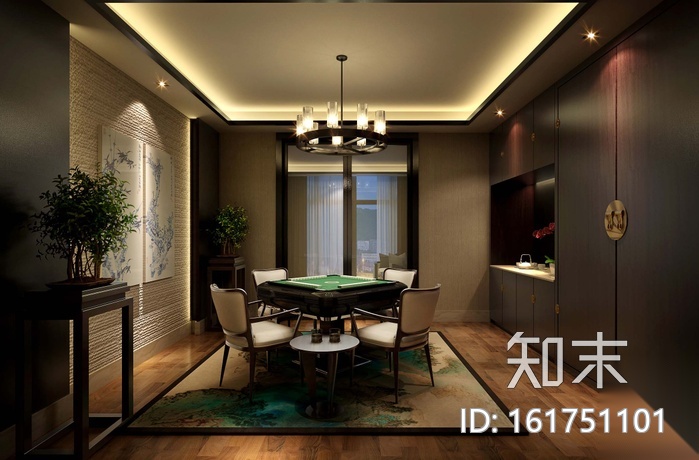 新中式风格茶楼会所设计CAD施工图（含效果图）施工图下载【ID:161751101】