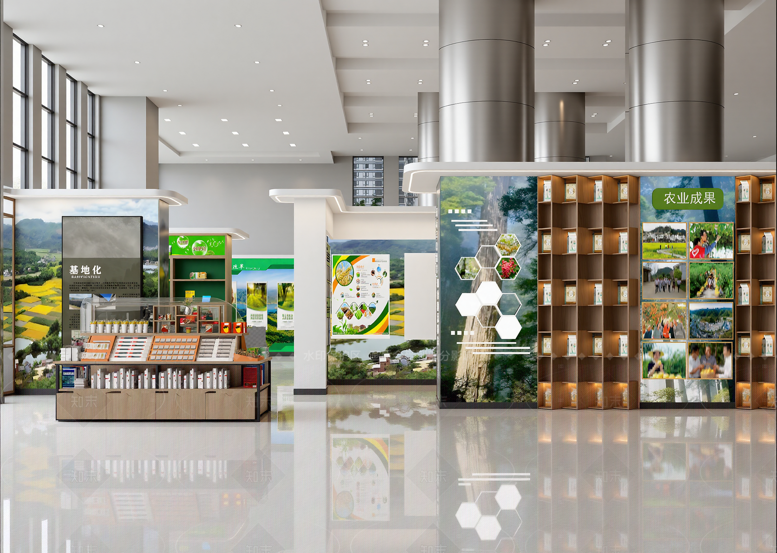 现代农产品展厅3D模型下载【ID:1214985536】