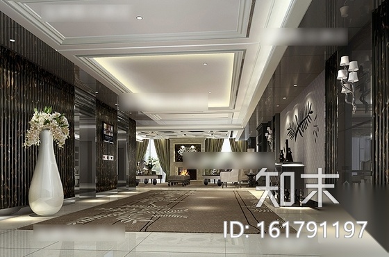[成都]奢华假日酒店电梯厅装修施工图（含效果）cad施工图下载【ID:161791197】