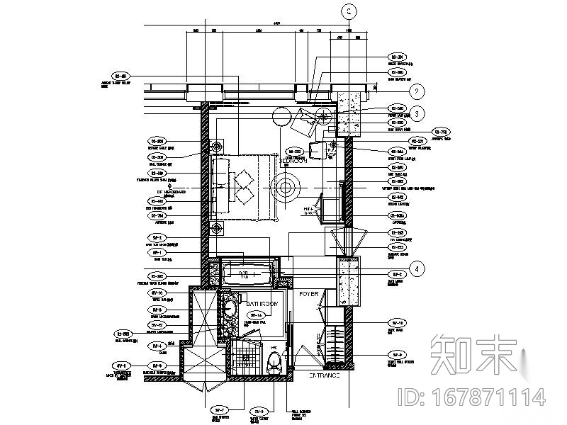 五星级酒店标准客房单人间施工图施工图下载【ID:167871114】