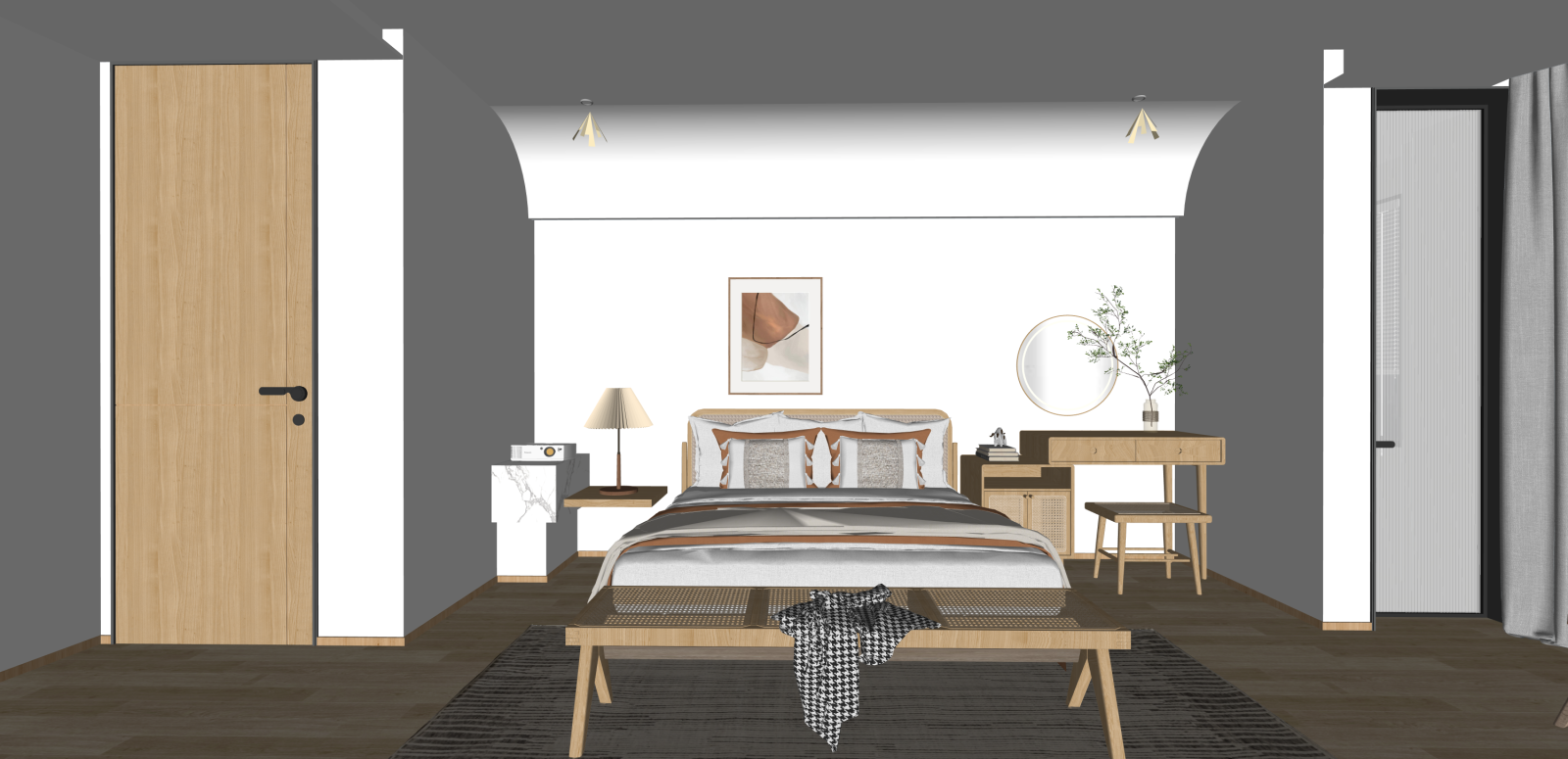北欧家居卧室SU模型下载【ID:1216067835】