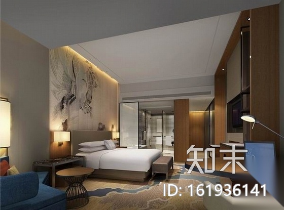 [山东]国际典雅超五星级酒店标准大床间设计施工图（含效...cad施工图下载【ID:161936141】