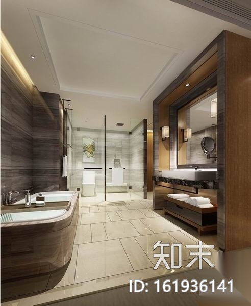 [山东]国际典雅超五星级酒店标准大床间设计施工图（含效...cad施工图下载【ID:161936141】