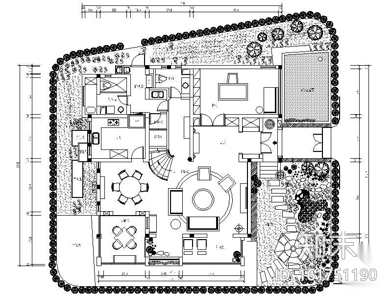 [上海]双层花园别墅装修图cad施工图下载【ID:161751190】